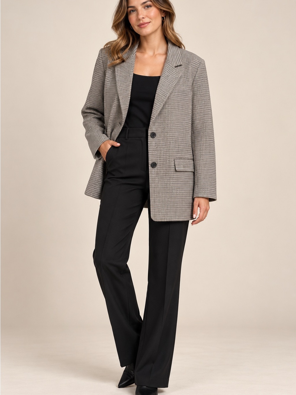 Wide-Leg Black Dress Pants for Women